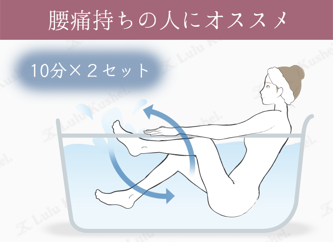 水中エア自転車こぎは浴槽に腕をかけて10分×2セット行う