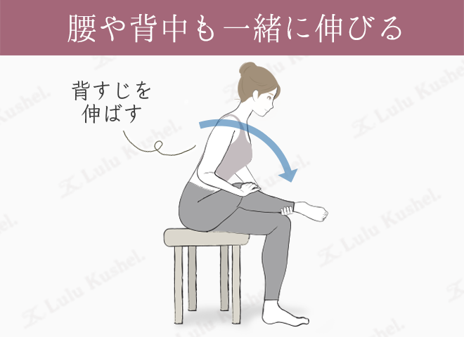 お尻の筋肉を伸ばすストレッチは右足を左ひざに乗せて背筋を伸ばしたまま上体を前に倒す